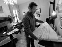 Executive director, Jim Reid, is seen in with plans for the new facility that will be built.  The Veterans Transition House is currently housed at the rectory of the now closed St. John church on County Street in New Bedford.  PHOTO PETER PEREIRA